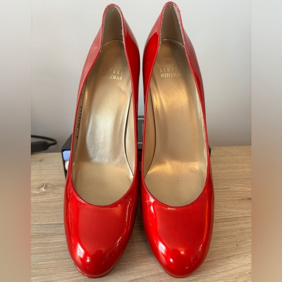 ☀️Stuart Weitzman Red Patent Leather Platform Heels Pumps Size 10 M - Picture 1 of 8